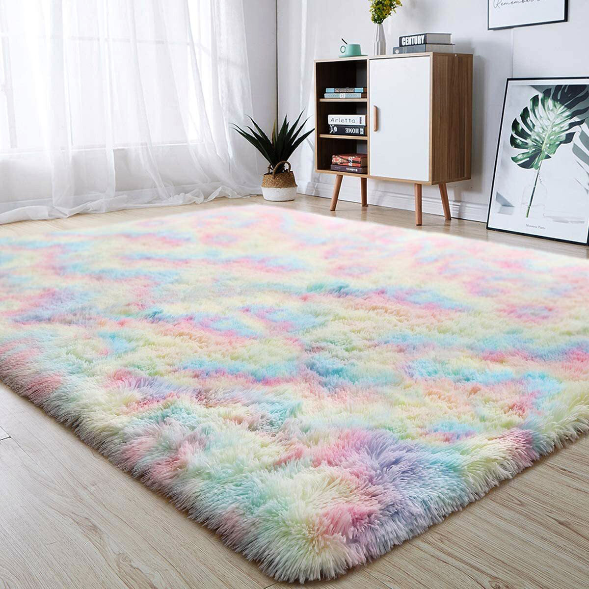 Rainbow Dream Bedroom/Living Room Comfortable Shag Rug (200 x 140)