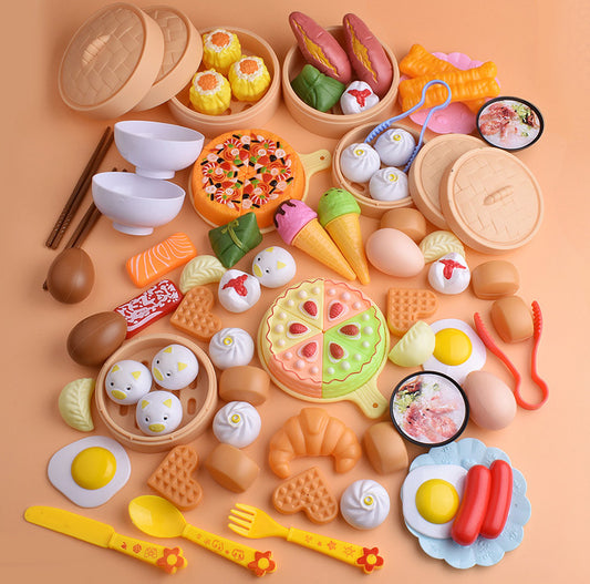84-Piece Gourmet Restaurant Realistic Pretend Food Toy Play Set